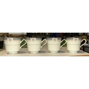 Set of 4 Mikasa Grande Ivory Tropez Coffee Cup L5504 VTG Gray Floral Gold Trim